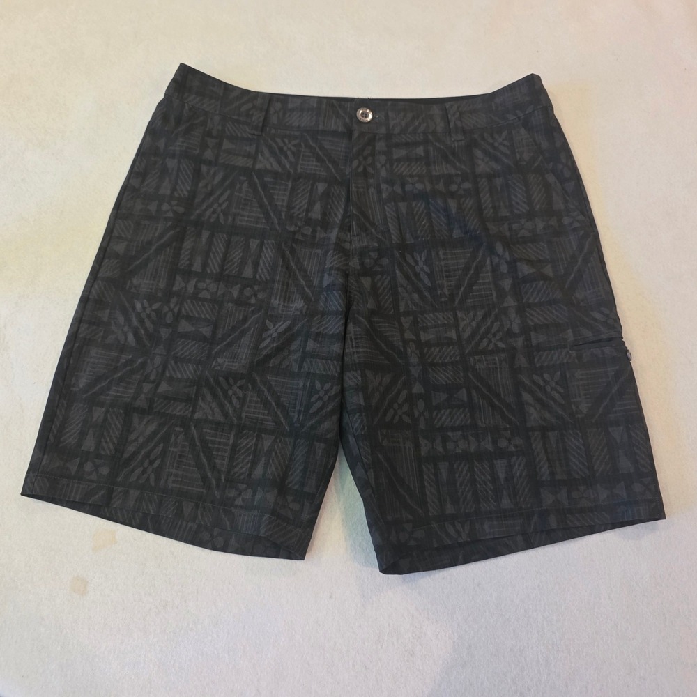 Crazy Shirts Mens 36 Charcoal Grey Tribal Geometric Coconut Board Shorts 2000574